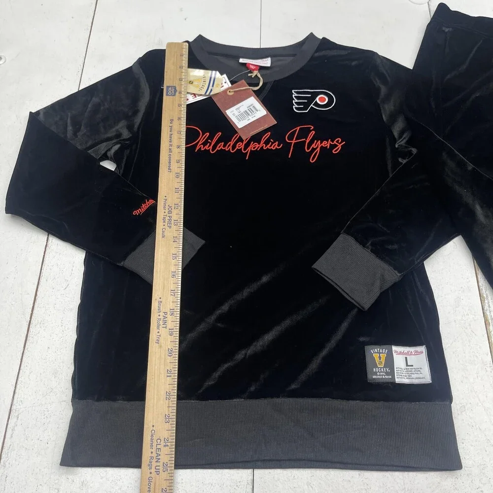 Philadelphia Flyers Pajama Set Girls Large 14 Black NHL Hockey Mitchell & Ness